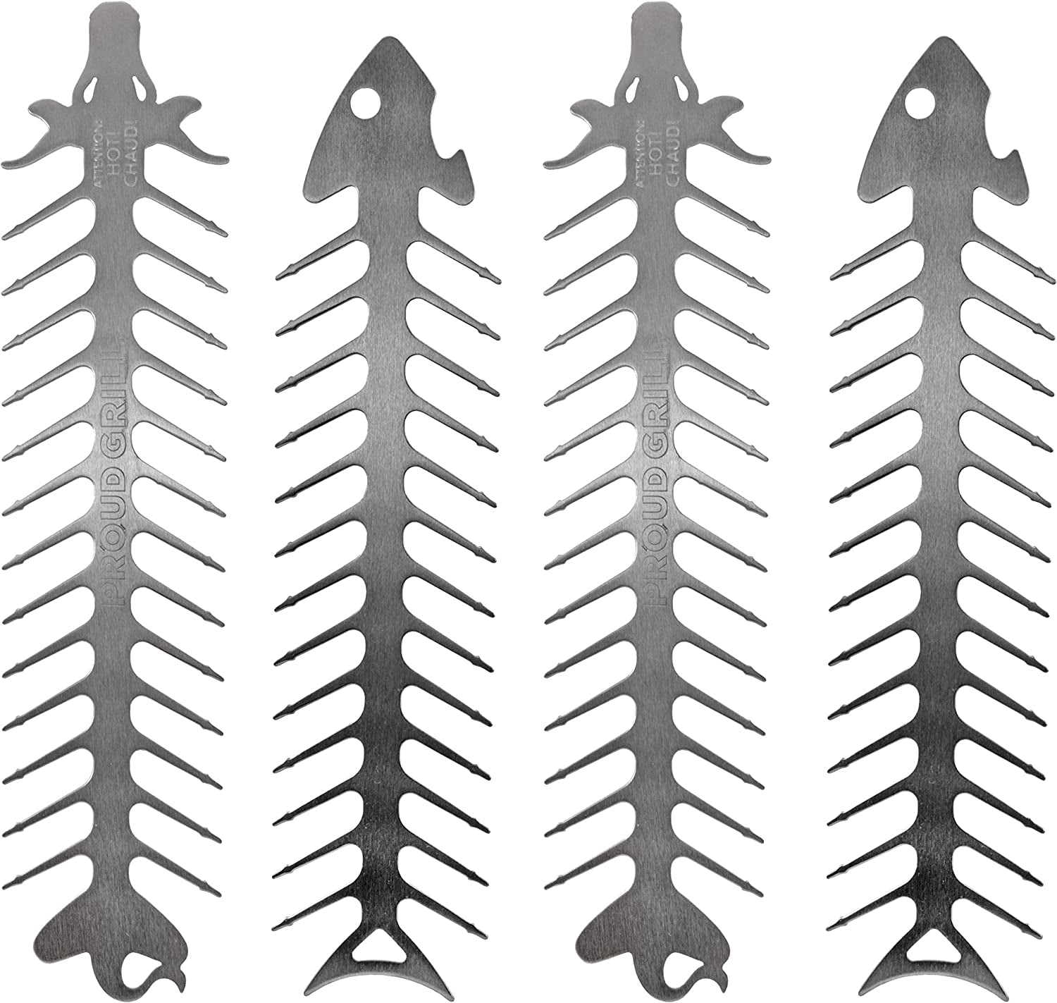 Proud Grill Slide & Serve BBQ Skewers - Set of 4 Stainless Steel Reusable Barbecue Skewers | Ideal for Grilling Shish Kabobs | Use for Beef, Pork, Chicken, Vegetable and Shrimp Kabobs.