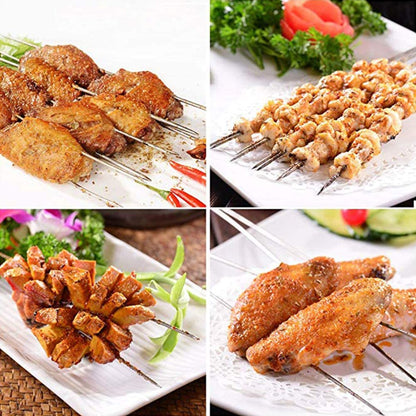 Bigotters Barbecue Skewers, 100PCS Skewers for Grilling Stainless Steel Skewers BBQ Needle Sticks Metal Skewers for Meat Shrimp Chicken Vegetable Outdoor Cooking
