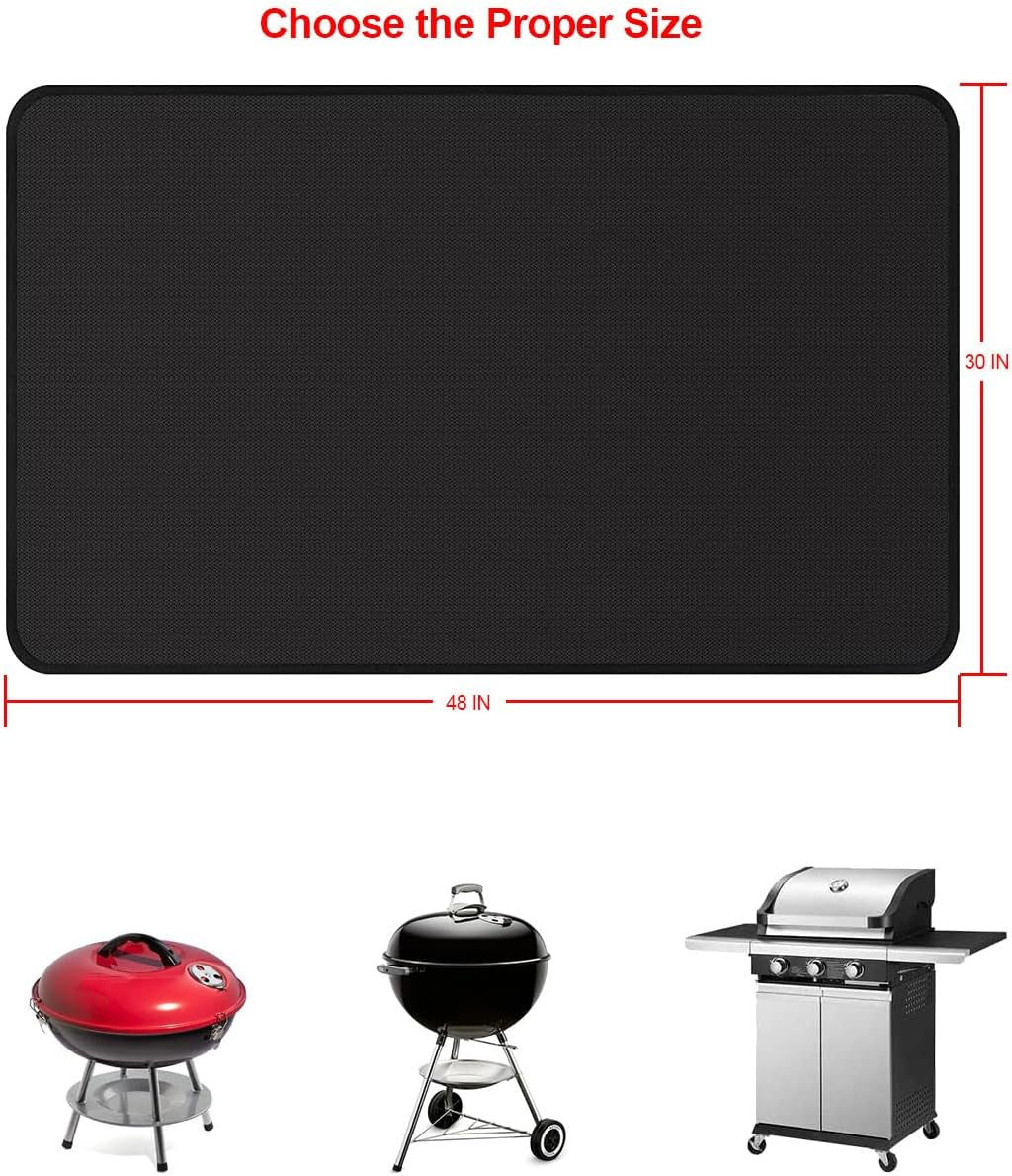 63 X 36'' XXL under Grill Mats for Outdoor Grill Deck Patio Protector, Easy to Clean Fireproof Double-Sided Oil Proof Heat Resistant BBQ Mat, Floor Fireplace Fire Pit Pads Mat (63X36 Inch)