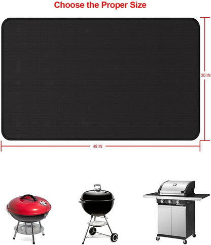 63 X 36'' XXL under Grill Mats for Outdoor Grill Deck Patio Protector, Easy to Clean Fireproof Double-Sided Oil Proof Heat Resistant BBQ Mat, Floor Fireplace Fire Pit Pads Mat (63X36 Inch)
