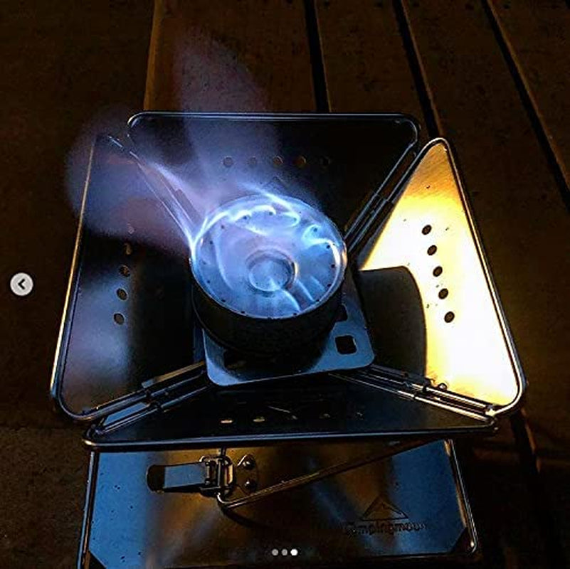 CAMPINGMOON Tabletop Charcoal Grill Small Size Wood Burning Grill and Fire Pit 9.65-Inch Portable Stainless Steel with Carrying Bag X-MINI-PRO