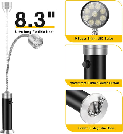 Barbecue Grill Light, BBQ Grilling Accessories for Outdoor with Magnetic Base, Stocking Stuffers Grilling Gifts for Men, 360 Degree Flexible Neck, Water & Heat Resistant, Batteries Included - 2 Pack