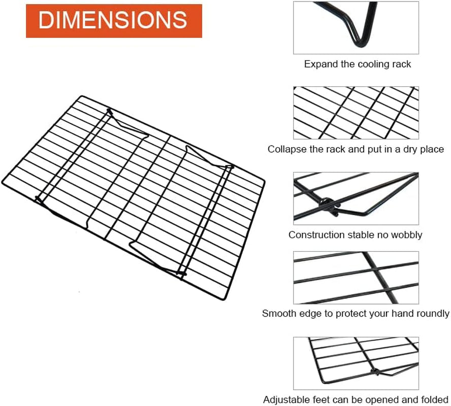 SCDGRW 3-Tier Stackable Cooling Racks, Stainless Steel Wire Rack Baking Rack Oven Rack Cookie Rack Oven Safe, Rust-Resistant Non-Stick Cooling Grilling for Baking, Cooking, Roasting 15”X 10"