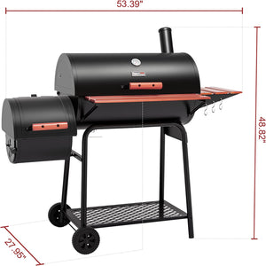 CC1830W 30 Barrel Charcoal Grill with Side Table, 627 Square Inches, Outdoor Backyard, Patio and Parties, Black