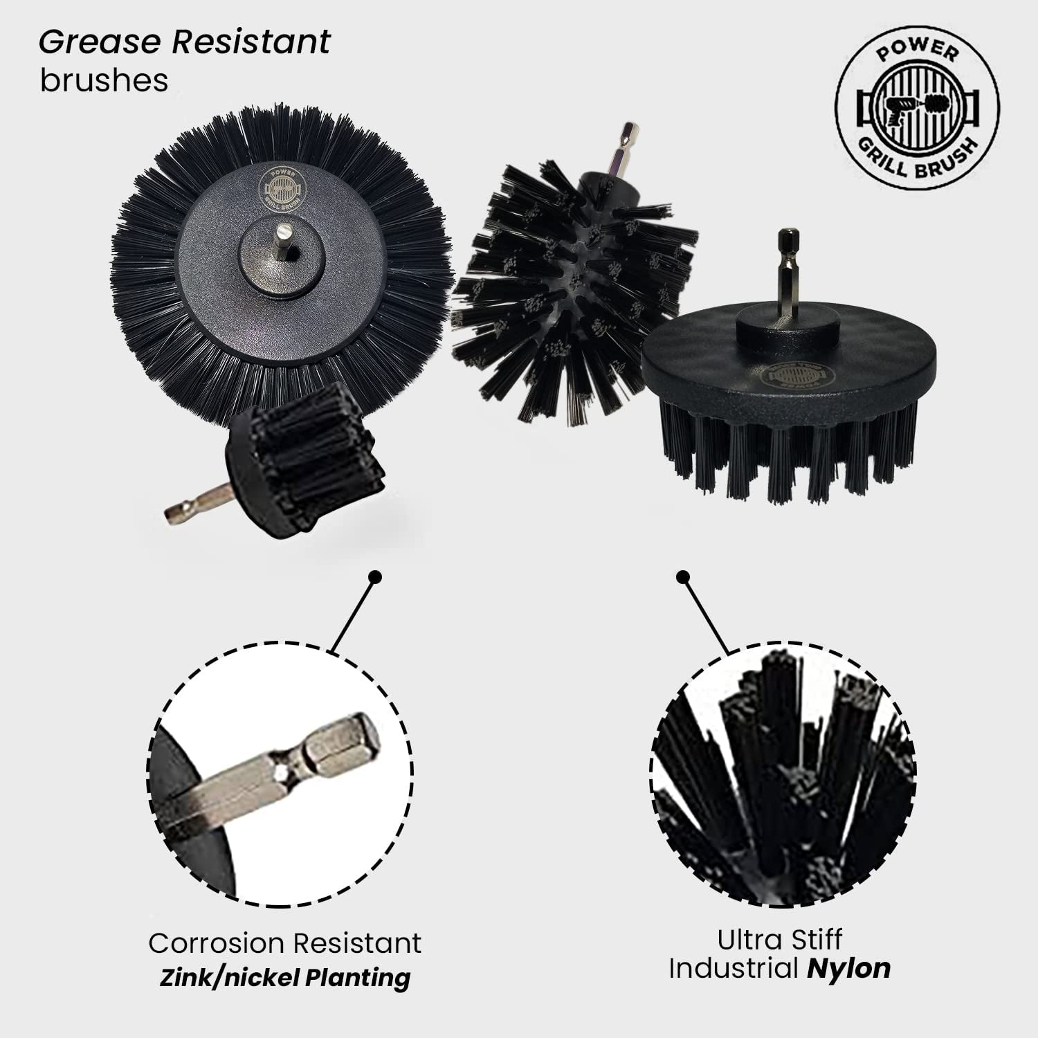 5 Piece BBQ Cleaning Kit - Nylon Safe Bristle/Free Non/Wire - Safe for All Grates Stainless Steel Porcelain Iron Charcoal/Gas Scraper Tool/Accessories Outdoor Gift for Dad/Men