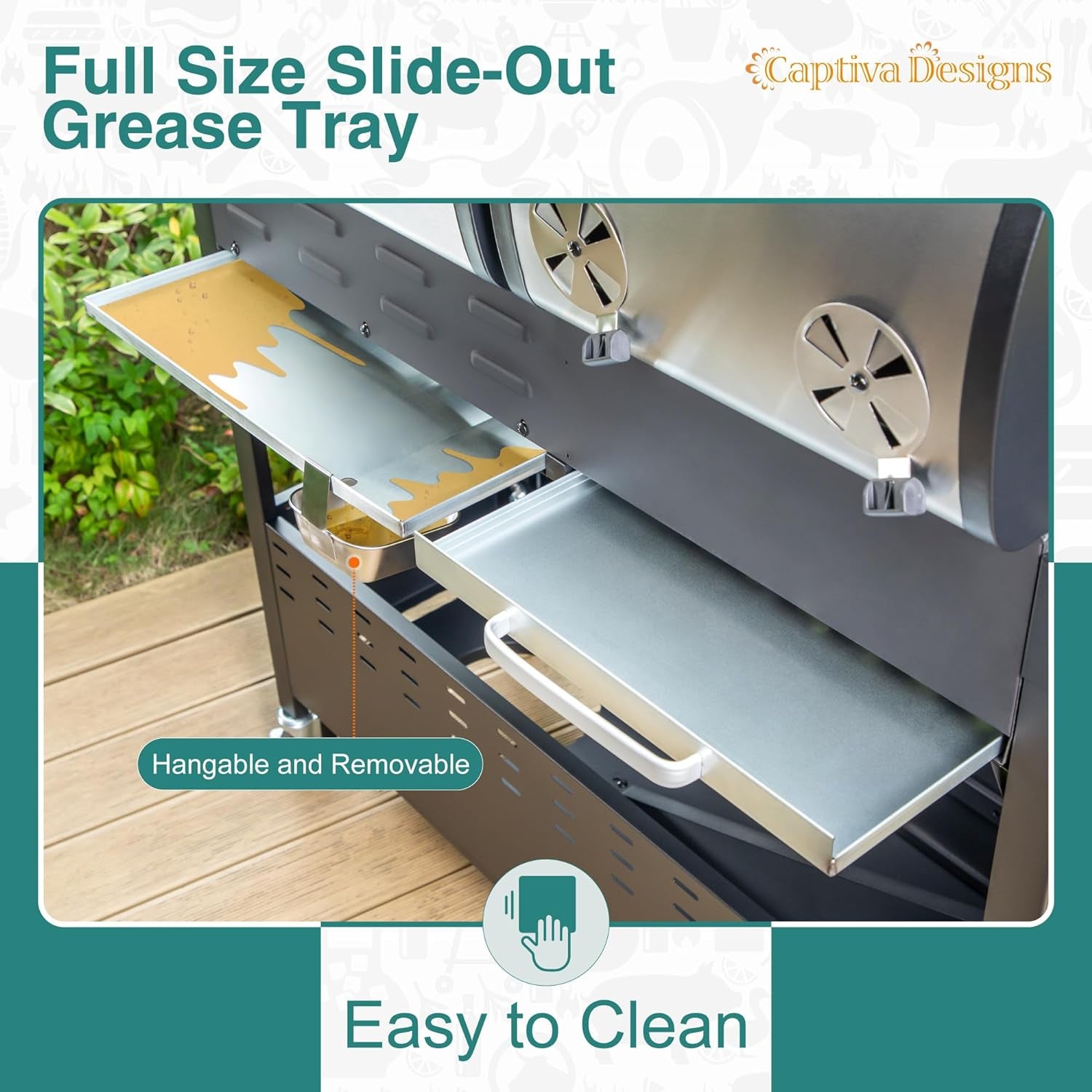 Captiva Designs Propane Gas Grill and Charcoal Grill Combo with Side Burner & Porcelain-Enameled Cast Iron Grate, Dual Fuel BBQ Grill for Outdoor Kitchen & Backyard Barbecue, 690 SQIN Cooking Area