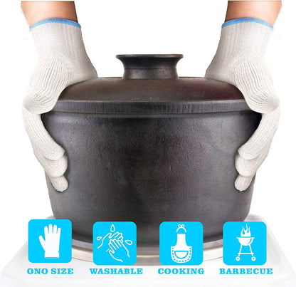Heat Resistant Gloves - EN407 Certified 932°F Oven Gloves, Cut-Resistant Grill Gloves, Cooking Gloves for BBQ, Grilling, Baking, Cutting, Welding, Smoker Fireplace, 1 Pair (2 Pieces Set), White