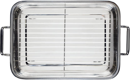 Farberware Classic Traditions Stainless Steel Roaster/Roasting Pan with Rack, 17 Inch X 12.25 Inch