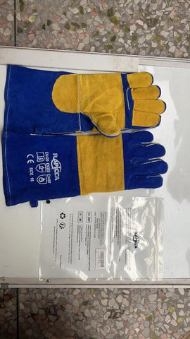 Image of Welding Gloves Blue 16 Inches,932℉, Leather Forge/Mig/Stick Welding Gloves Heat/Fire Resistant, Mitts for Oven/Grill/Fireplace/Furnace/Stove/Pot Holder/Bbq/Animal Handling