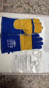 Welding Gloves Blue 16 Inches,932℉, Leather Forge/Mig/Stick Welding Gloves Heat/Fire Resistant, Mitts for Oven/Grill/Fireplace/Furnace/Stove/Pot Holder/Bbq/Animal Handling