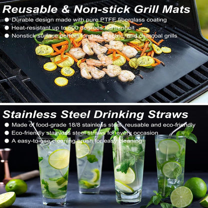 26 PCS Grill Set Backyard BBQ Grill Accessories Stainless Steel Grill Utensils Set with Bag for Christmas Dads Birthday - Camping BBQ Tools Grilling Tools Set Ideal Grilling Gifts for Men Women
