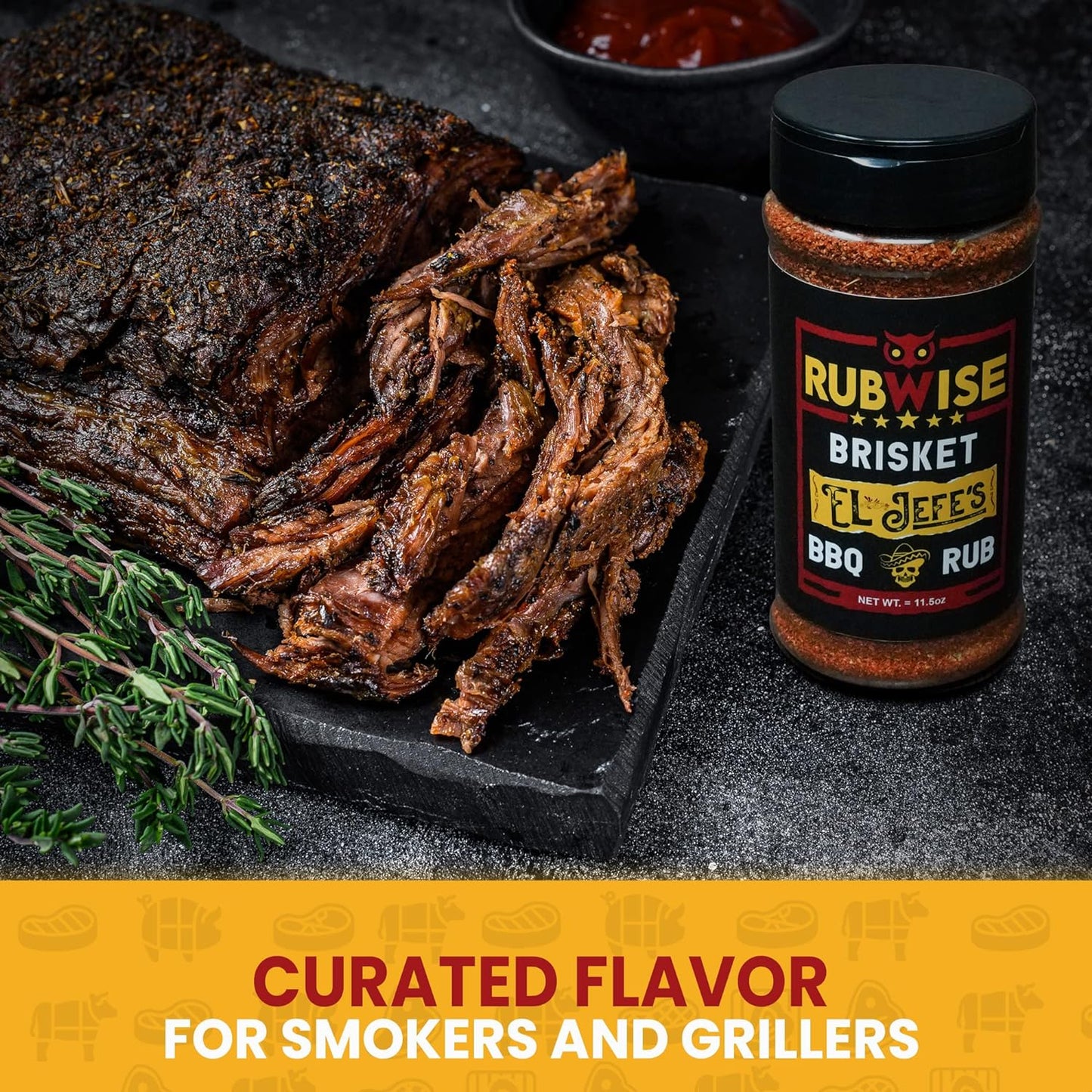 Texas Style Brisket Rub & El Jefe Rub by Rubwise | BBQ Rub & Spices for Smoking & Grilling | Beef Seasoning Dry Rub | Great on Brisket, Steaks, Ribs, Burgers & More (1Lb Each)