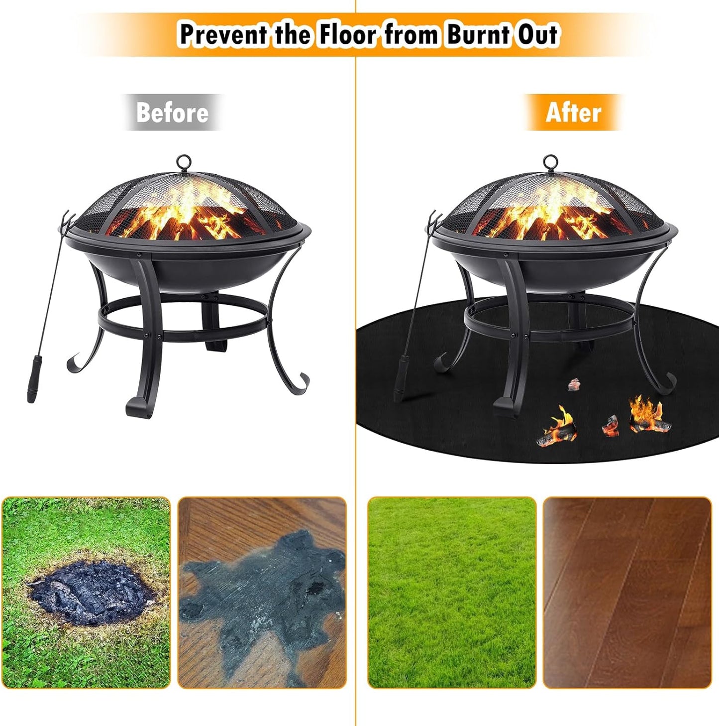 40" round Fire Pit Mat 3-Layer Outdoor under Grill Mat Patio Deck Protector BBQ Mat,Fire Proof Pads for Solo Stove Bonfire under Fire Pit,Charcoal Grills,Griddles and Smokers