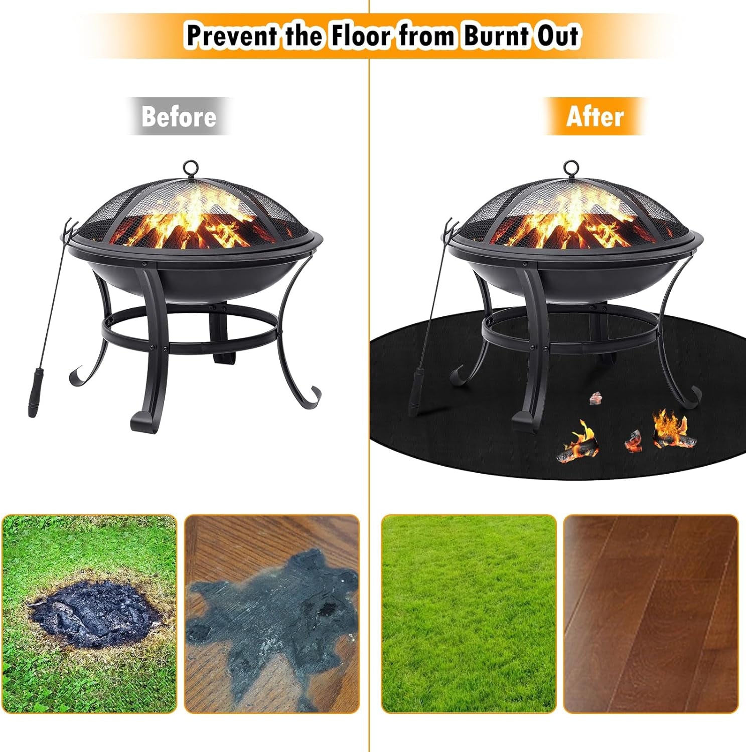 40" round Fire Pit Mat 3-Layer Outdoor under Grill Mat Patio Deck Protector BBQ Mat,Fire Proof Pads for Solo Stove Bonfire under Fire Pit,Charcoal Grills,Griddles and Smokers