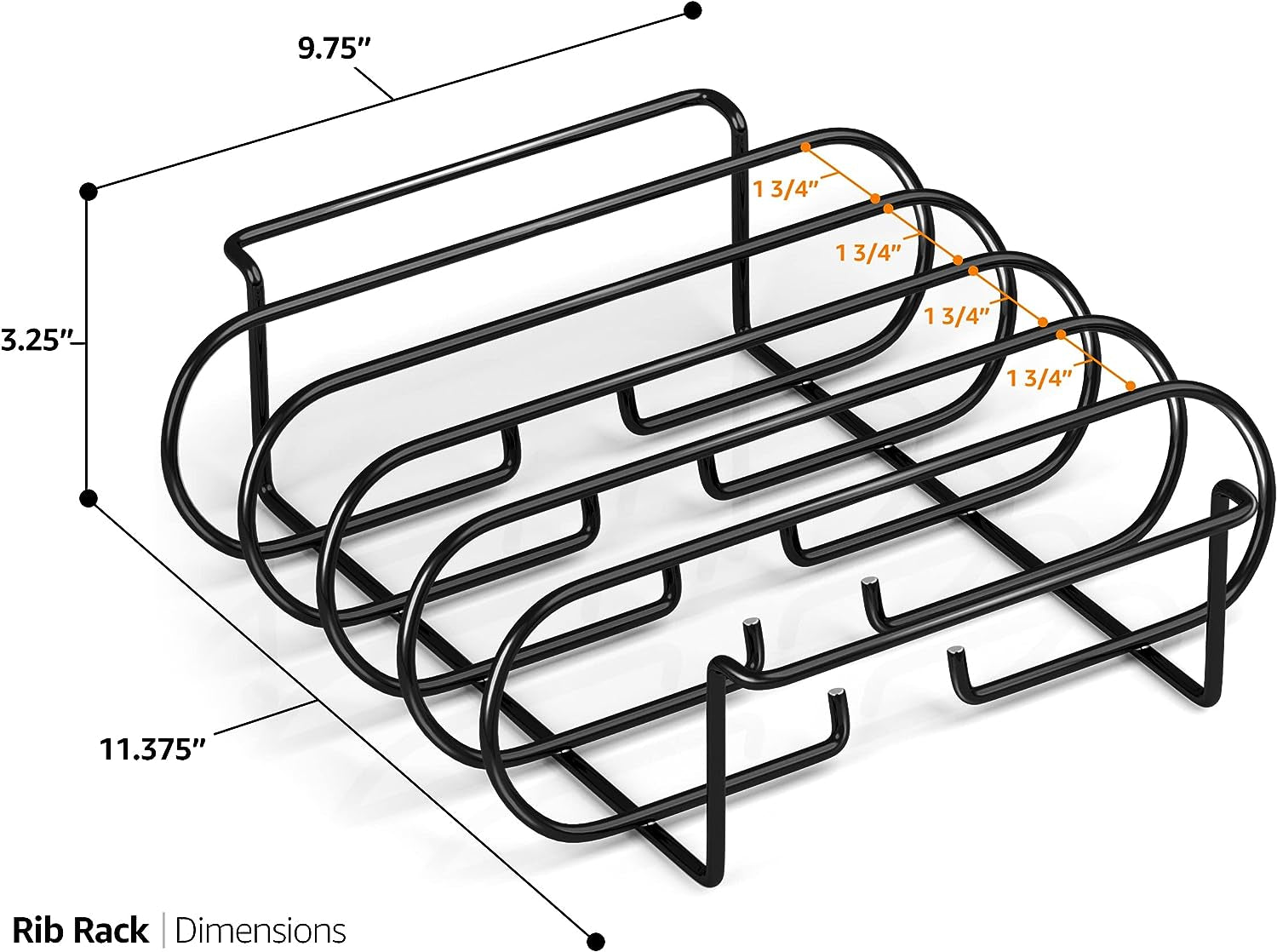 Sorbus® Non-Stick Rib Rack - Porcelain Coated Steel Roasting Stand – Holds 4 Rib Racks for Grilling & Barbecuing - Perfect BBQ Accessories for Smoker and Grill - Durable and Convenient Design (Black)