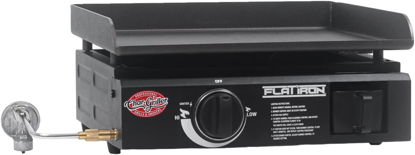 E8217 Flat Iron Portable Table Top 17” Gas Griddle Propane Grill, Black