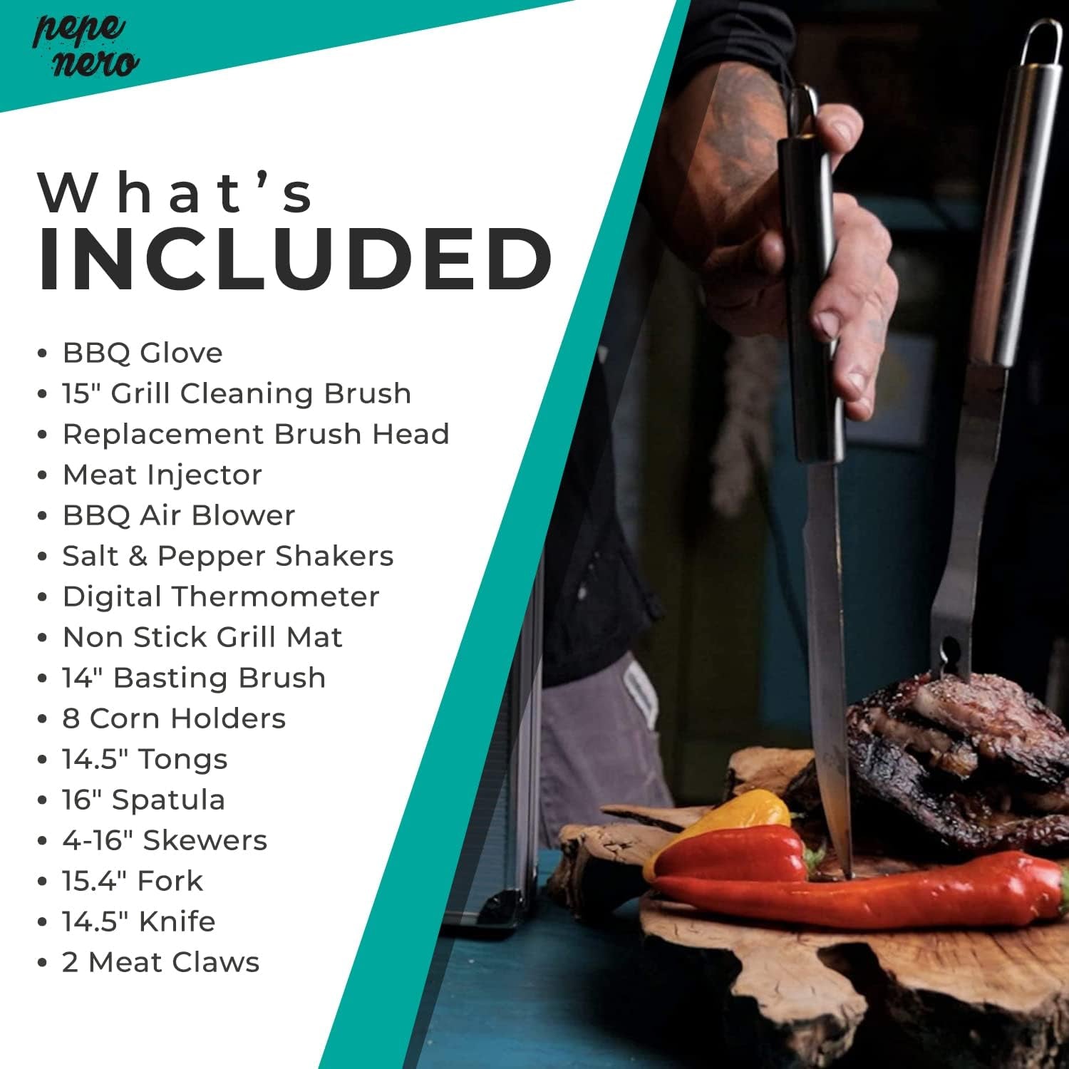 Grill Smoker Barbecue Accessories Tools Set - 29 Pcs Stainless Steel BBQ Flat Top Grill Tool Kit with Case for Outdoor Cooking & Camping – Deluxe Grilling Gift for Men (Aluminum Case)