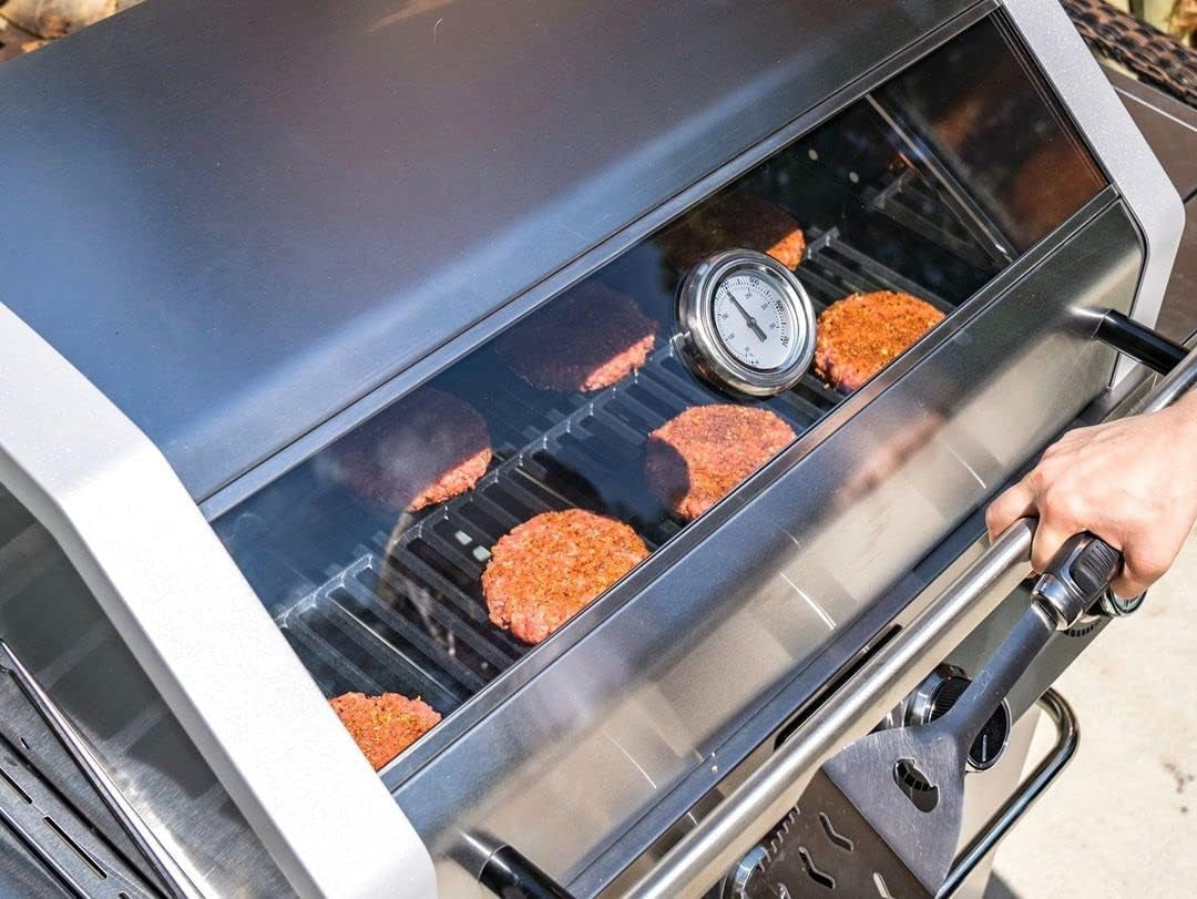 Monument Grills Larger 4-Burner Propane Gas Grills Stainless Steel Cabinet Style with Side & Infrared Side Sear Burners with Stainless Steel Rotisserie Kit(2 Items)