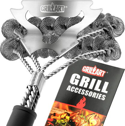 Grill Brush for Outdoor Grill Bristle Free - Safe BBQ Grill Cleaner Brush - 17" BBQ Brush for Grill Cleaning Kit -Stainless Grill Cleaning Brush BBQ Grill Accessories Tools- Gifts for Men Dad