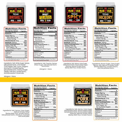 Texas Style BBQ Rub Gift Set by Rubwise|Meat Dry Rub Spices and Seasoning Sets Variety Pack|Smoking & Grilling Gifts for Men|6 X 1Lb Bags|Barbecue Spice Kit for Pork, Beef, Chicken, Turkey|Shaker Included