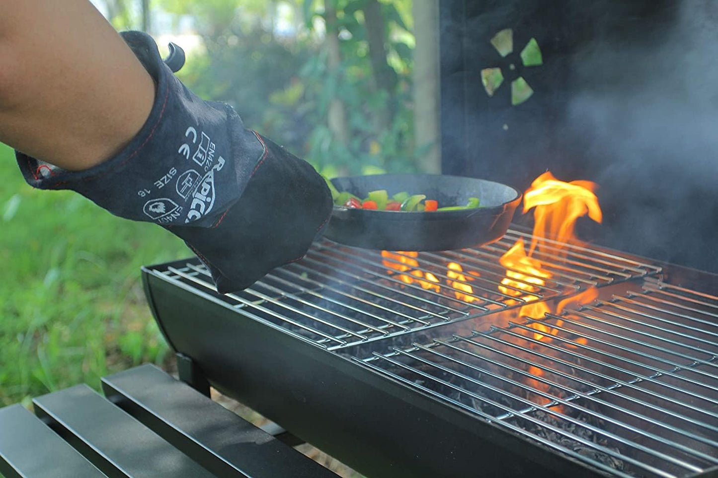 Welding Gloves Grey 16 Inches,932℉,Heat Resistant Leather Forge/Mig/Stick Heat/Fire Resistant, Mitts for Oven/Grill/Fireplace/Furnace/Stove/Pot Holder/Bbq/Animal Handling