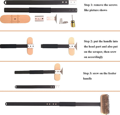 Pizza Oven Cleaning Brush Bolder and Thicker Brass Bristles with Metal Scraper