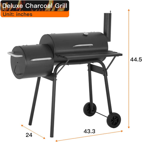 Image of 43’’ Charcoal Grills Outdoor BBQ Grill Camping Grill American Braised Roast Portable Grill Offset Smoker for 6-10 People Patio Backyard Camping Picnic BBQ