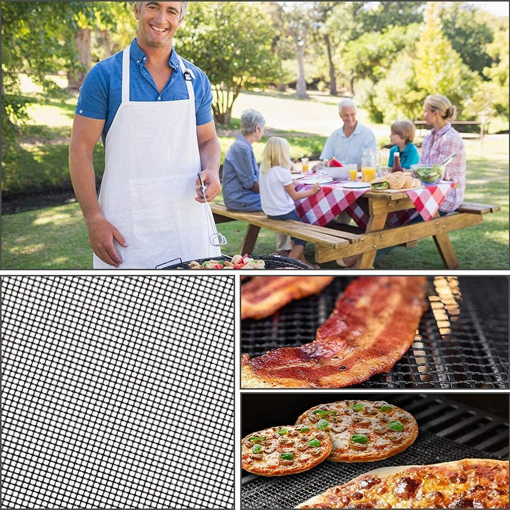 Aoocan Mesh Grill Mat Set of 4 Heavy Duty Non-Stick Mesh Grilling Mats & Barbecue Accessories - Reusable and Easy to Clean - Works on Gas, Charcoal or Electric Grill and More 15.4 X 12 Inch