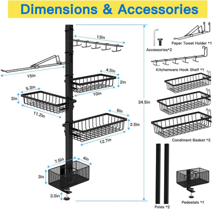 CONCONS Grill Caddy, BBQ Outdoor Kitchen Accessories for Camper, Barbeque Grill Accessories, Camping Kitchen, Barbeque Caddy for Outdoor Grill, Picnic Caddy, Outdoor Utensil Caddy, Paper Towel Holder