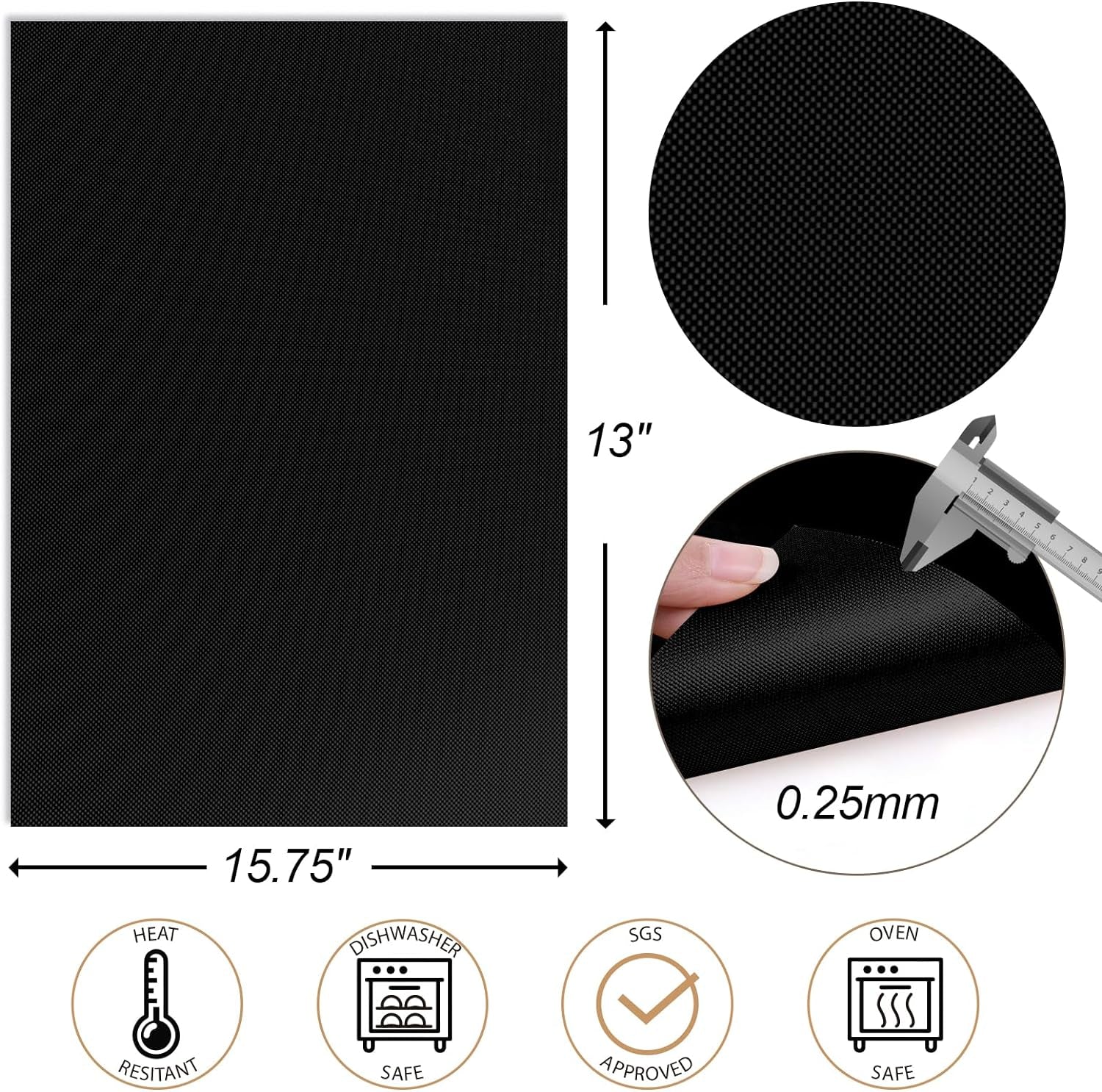 Ubeesize Grill Mats for Outdoor Grill Set of 6 - Heavy Duty Non-Stick BBQ Grilling Mat & Oven Liner, Reusable, Easy to Clean - Works on Oven, Gas, Charcoal, and Electric BBQ - 15.75 X 13 Inch