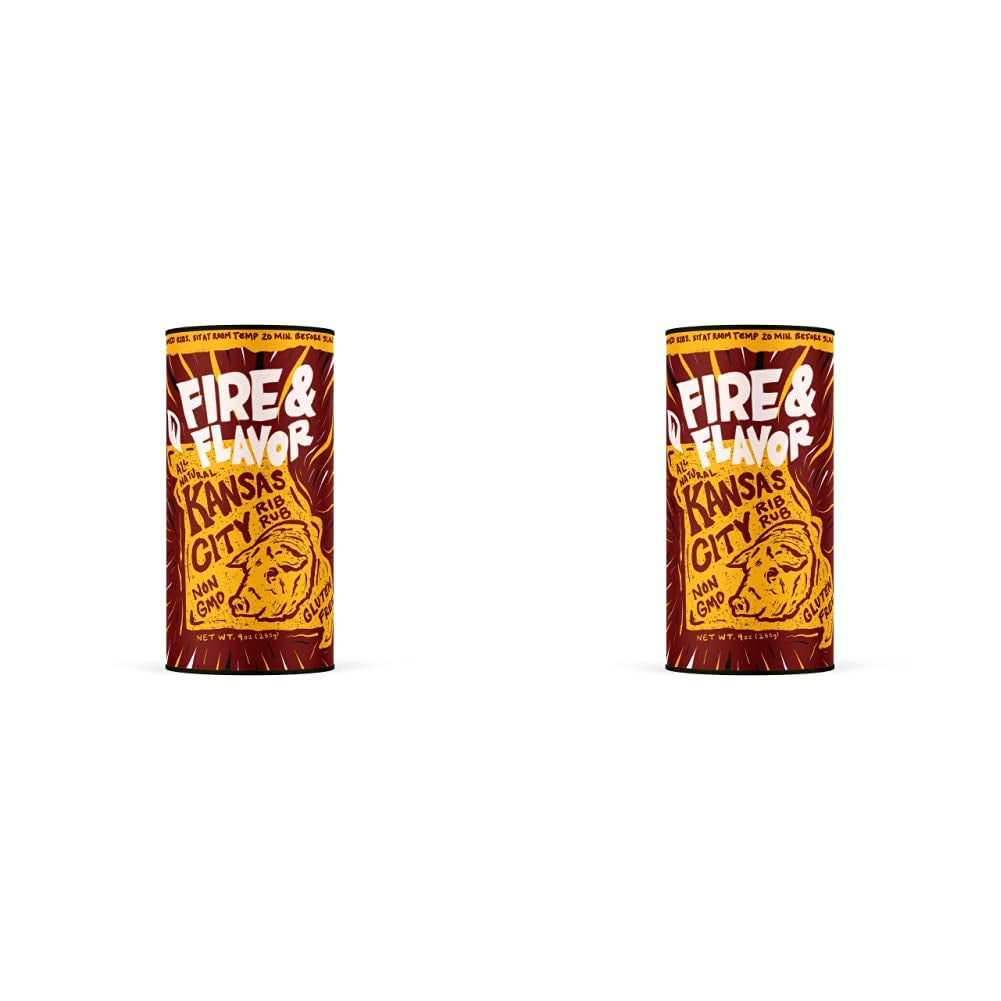Kansas City Rib Rub, Authentic Kansas City BBQ Flavored Dry Seasoning for Ribs, Signature Blend, Gluten Free, Kosher, GMO Free, 9Oz (Pack of 2)