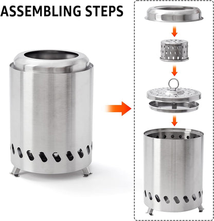 HGD 5.5'' Mini Fire Pit for Table, Small Tabletop Fire Pit for Smores, Indoor Fire Pit Tabletop with Carry Bag, Fueled by Pellets or Wood, Stainless Steel