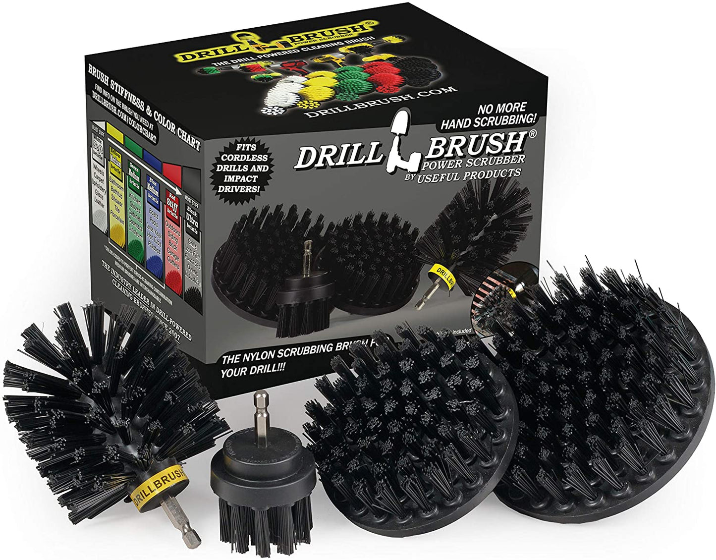 BBQ Grill Cleaning Ultra Stiff Drill Powered Cleaning Brushes 4 Piece Kit Replaces Wire Brushes for Rust Removal, Loose Paint, De-Scaling, Graffiti Removal on Stone, Brick, and Masonry.
