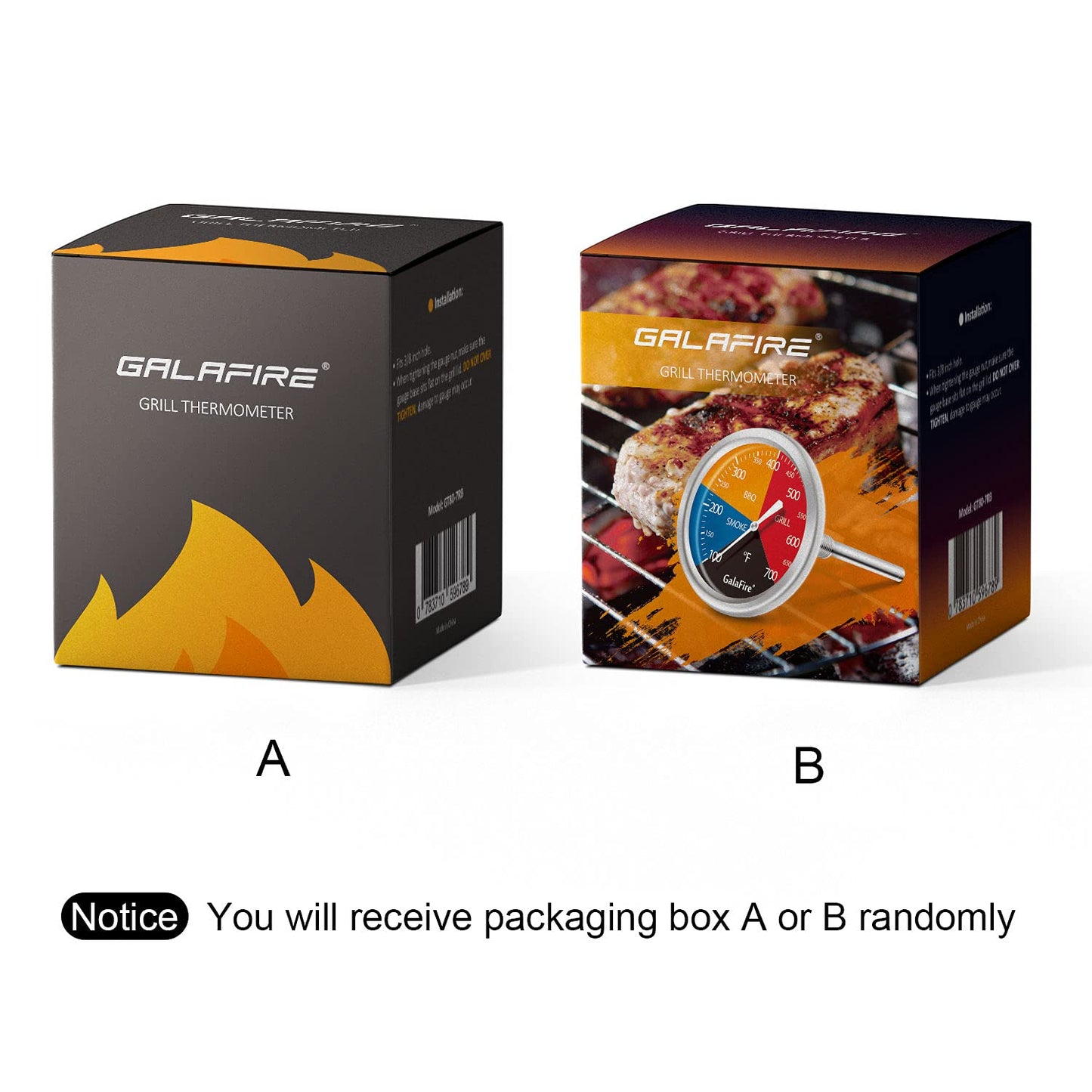 GALAFIRE 3 3/16 Inch BBQ Temperature Gauge for Smoker Wood Charcoal Pit, Large Face Grill Analog Thermometer