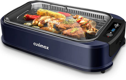 Indoor Grill Electric Grill  Smokeless Grill Portable Korean BBQ Grill with Turbo Smoke Extractor Technology, Non-Stick Removable Grill Plate, Tempered Glass Lid, Great for Party(Single Plate)