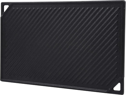 Cast Iron Reversible Griddle, 16.5 Inch X 9.5 Inch Double Sided Grill Pan Perfect for Gas Grills and Stove Top