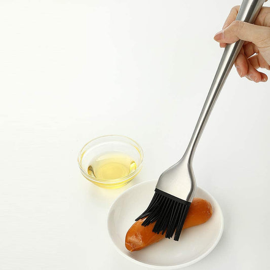 JXS Silicone Sauce Basting Brush, 12 Inch Sturdy BBQ Basting Brush with Stainless Steel Handles