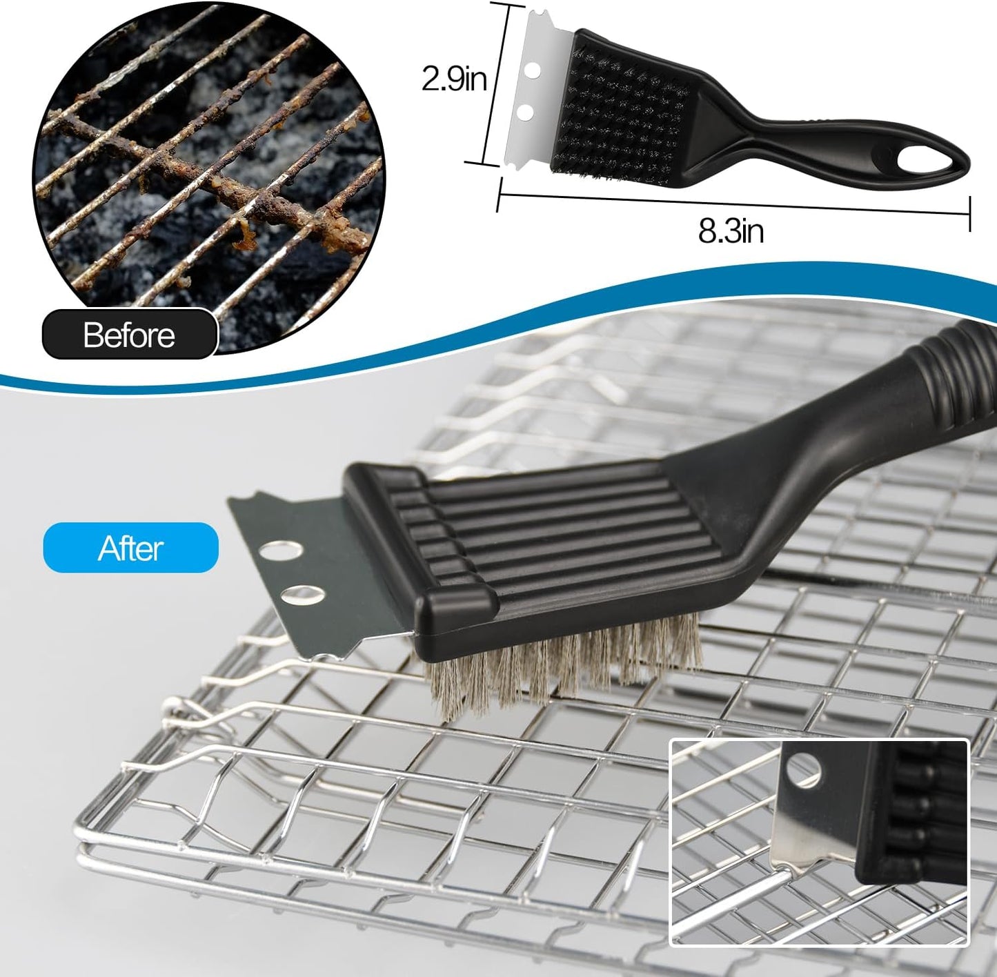 Grill Basket, Large Folding Grilling Basket with Grill Cleaning Brush, Stainless Steel Grill Basket, for Chicken, Meat, Steak, Chops(1Pcs Large Grill Basket + 1Pcs Brush)