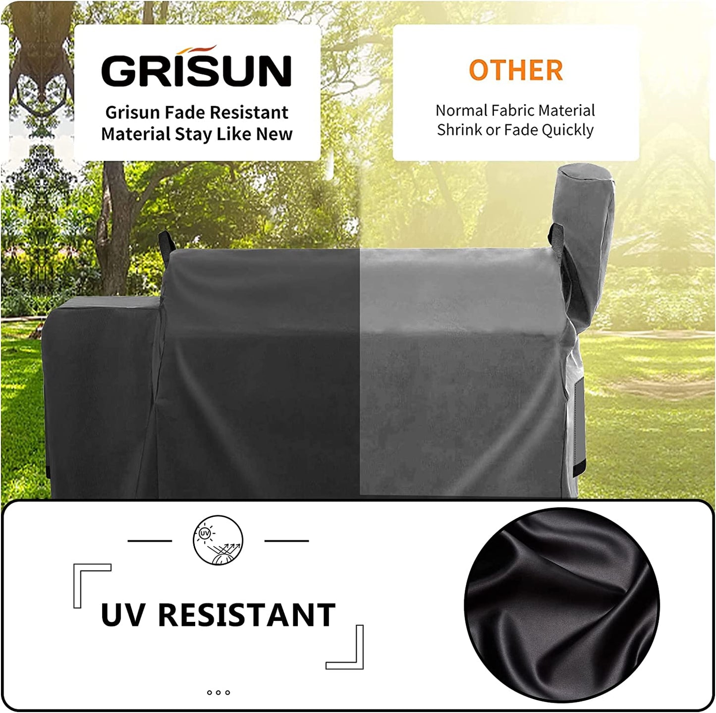 Grill Cover for Traeger Pro 34, Pro 780 Series Wood Pellet Grill, Waterproof Anti-Fade BBQ Smoker Cover for Texas Elite 34 Grill, Z Grills 700, 550, 600, 600D Fabric, Black