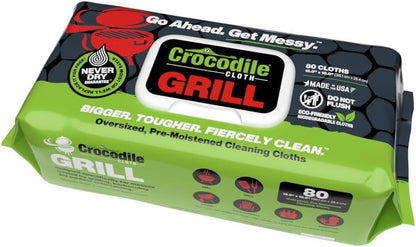 Grill Cleaning Wipes - Grill Grate and BBQ Disposable Wipes - Cut through Grease, Oil, Fat, and Dirt on Your Grill, Tools, Patio and More - 80 Giant Commercial Strength Wipes