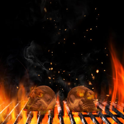 Metal Fireproof Fire Pit Skulls | Set of 8 | Spooky Ceramic Skeleton Props, Reusable Gothic Decor for Outdoor & Indoor Fireplaces, for Bonfire, Campfire, Firepit, BBQ, Creepy Home Decor