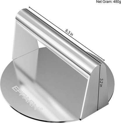 EPPARN Enlarged 6.3 Inch Smash Burger Press, Stainless Steel Burger Smasher for Griddle, Hamburger Press, Grill Press Bacon Press, Burger Press Smashburger
