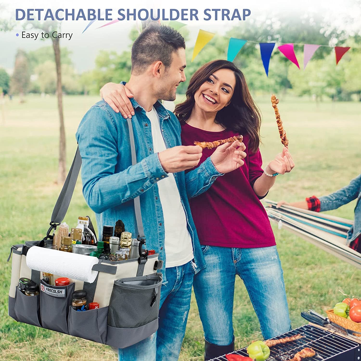 Large Grill Caddy-Bbq/Tailgating Accessories, Bbq/Camping Caddy -Blackstone Grill Condiment Holder-Camping Gear-Grilling Bag-Camper Must Have Bag - Grilling Gifts for Men, Father'S Day