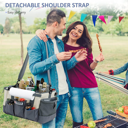 Large Grill Caddy-Bbq/Tailgating Accessories, Bbq/Camping Caddy -Blackstone Grill Condiment Holder-Camping Gear-Grilling Bag-Camper Must Have Bag - Grilling Gifts for Men, Father'S Day