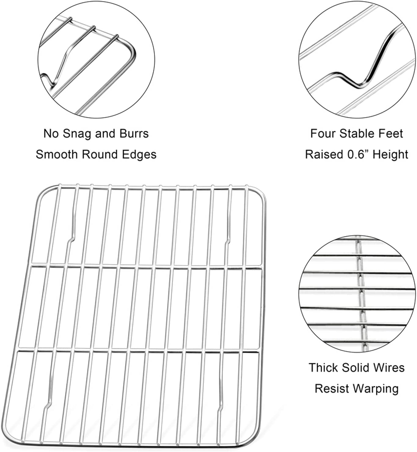 E-Far Small Baking Rack Set of 2, Stainless Steel Metal Roasting Cooking Racks, Size – 8.6"X6.2", Non Toxic & Rust Free, Fit for Small Toaster Oven, Dishwasher Safe