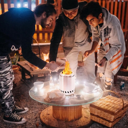 HGD 5.5'' Mini Fire Pit for Table, Small Tabletop Fire Pit for Smores, Indoor Fire Pit Tabletop with Carry Bag, Fueled by Pellets or Wood, Stainless Steel