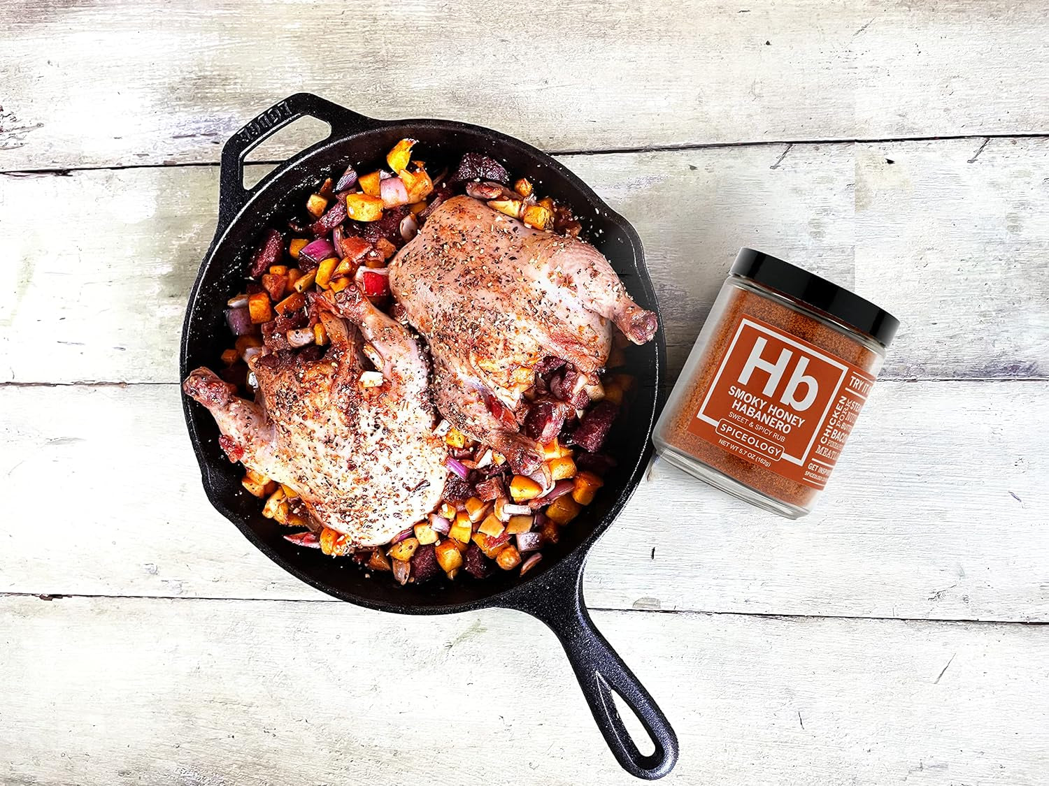 Spiceology - Smoky Honey Habanero - Sweet & Spicy BBQ Rub - Barbeque Rubs, Spice Blends and Seasonings for Smoking or Grilling - Use On: Chicken, Wings, Pork, Steak, Nuts, Butter, Bacon, or Burgers - 5.7 Oz