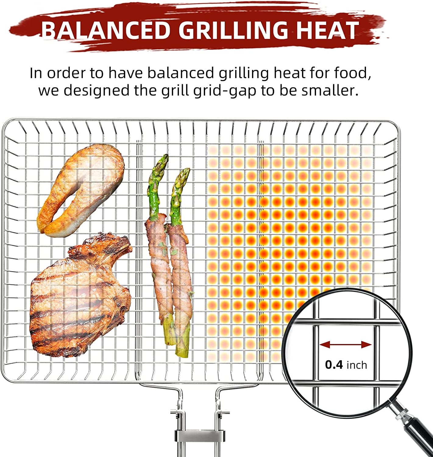CEBERVICE Grill Basket Extra Large, SUS304 Food Safe Stainless Steel, Portable Folding BBQ Outdoor Camping Grilling Rack for Fish, Vegetables, Shrimp, Barbeque Griller Cooking Accessories, Grilling Gifts for Men, Dad, Father, Husband