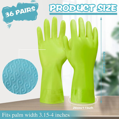 36 Pair Reusable Household Gloves Rubber Dishwashing Gloves Long Kitchen Cleaning Gloves for Dishes Cleaning Gardening
