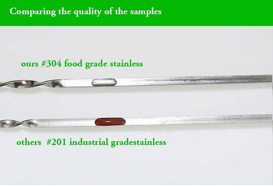 Killer'S Instinct Outdoors Flat Metal Grilling Skewers Wider Thicker Stainless Steel Reusable BBQ Sticks Barbecue Skewers 14’’0.16’’0.05’’ Set of 24 Barbecue Sticks Metal Kebab Skewers for Grilling